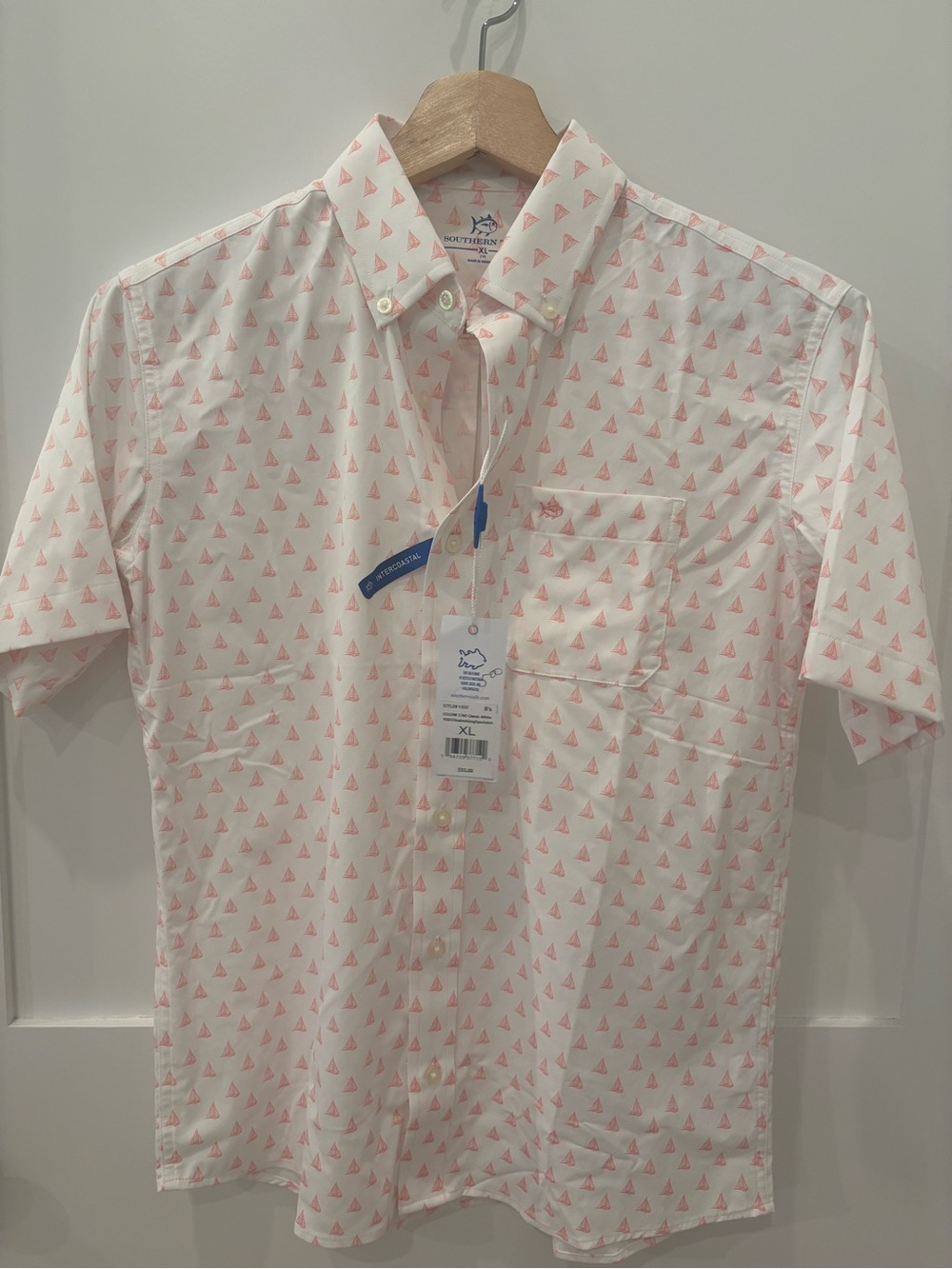NWT Boys Southern Tide White Short-Sleeve Button-Down Shirt
